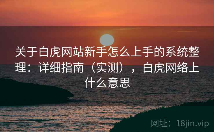 关于白虎网站新手怎么上手的系统整理：详细指南（实测），白虎网络上什么意思